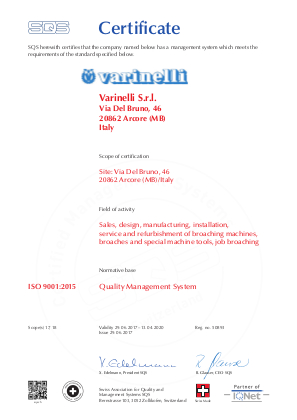 Certificato Varinelli S.r.l.